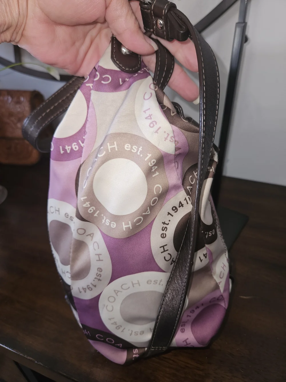 Coach Pink & Purple Logo Print Satchel